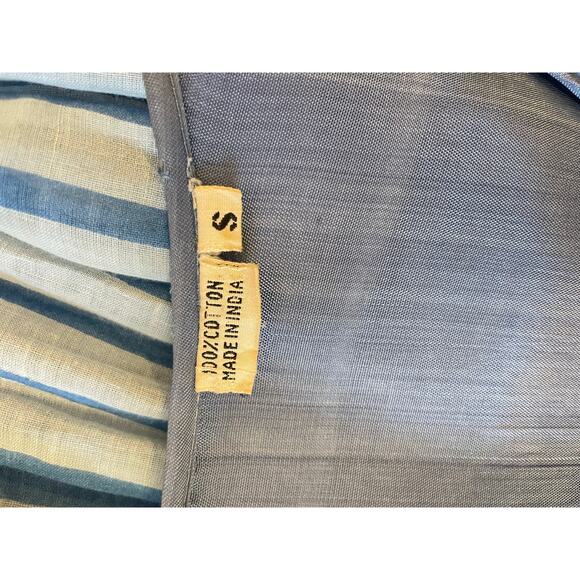 Rare 70s Cotton Gauze Made In India Floral Stripe Dress Sz S Please Read Descrip - Picture 13 of 16